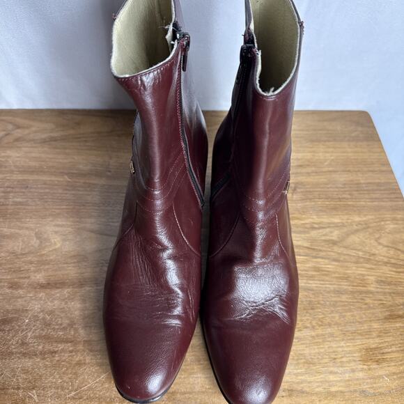 Besserro Ankle Dress Boots Men's 7.5 Goat Leather Dark Red Wine Burgundy Heeled - Picture 12 of 14